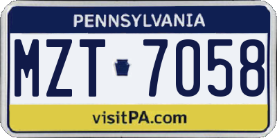 PA license plate MZT7058