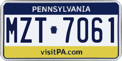 PA license plate MZT7061