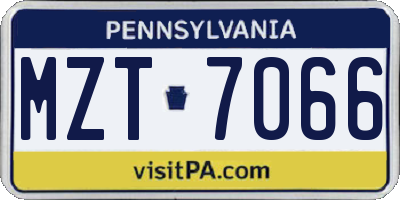PA license plate MZT7066