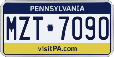 PA license plate MZT7090
