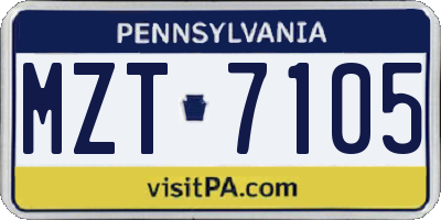 PA license plate MZT7105