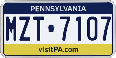 PA license plate MZT7107