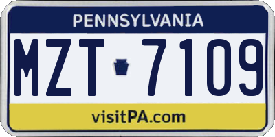 PA license plate MZT7109