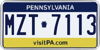 PA license plate MZT7113