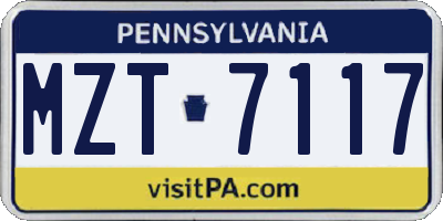 PA license plate MZT7117