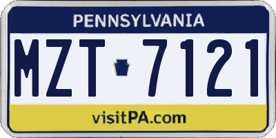 PA license plate MZT7121