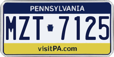 PA license plate MZT7125