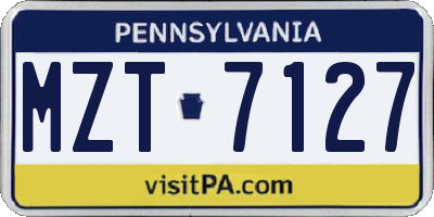 PA license plate MZT7127