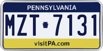PA license plate MZT7131
