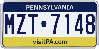 PA license plate MZT7148