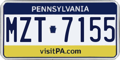 PA license plate MZT7155
