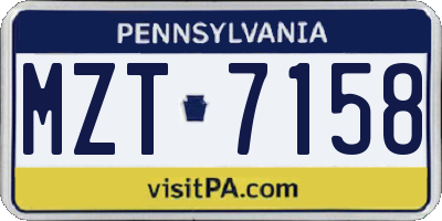 PA license plate MZT7158