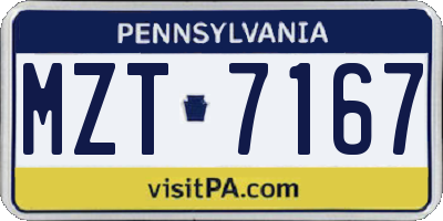 PA license plate MZT7167