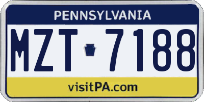 PA license plate MZT7188