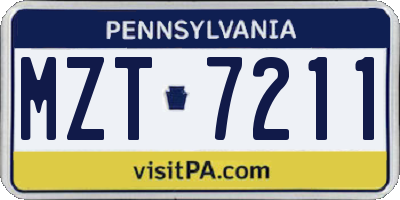 PA license plate MZT7211