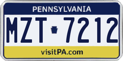 PA license plate MZT7212