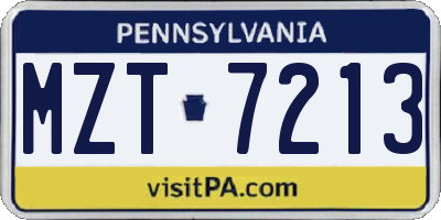 PA license plate MZT7213