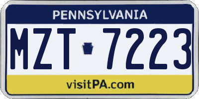PA license plate MZT7223