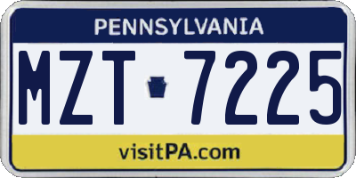 PA license plate MZT7225