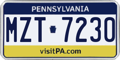 PA license plate MZT7230