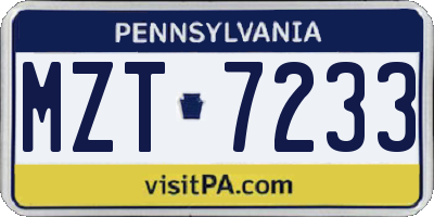 PA license plate MZT7233
