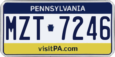 PA license plate MZT7246