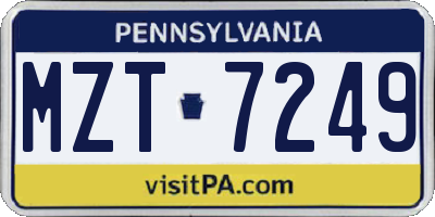 PA license plate MZT7249