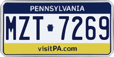 PA license plate MZT7269