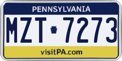 PA license plate MZT7273