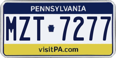 PA license plate MZT7277