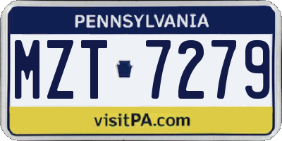 PA license plate MZT7279