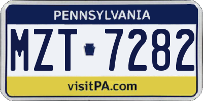 PA license plate MZT7282