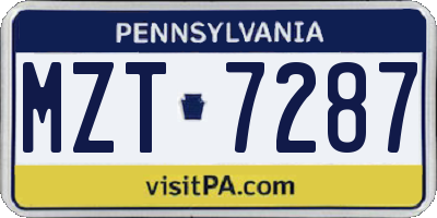 PA license plate MZT7287