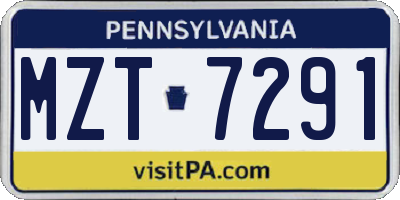 PA license plate MZT7291