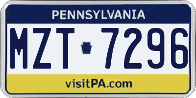 PA license plate MZT7296