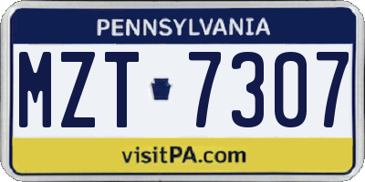 PA license plate MZT7307