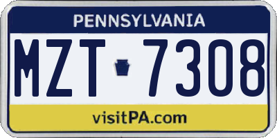 PA license plate MZT7308