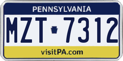 PA license plate MZT7312