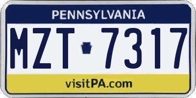 PA license plate MZT7317