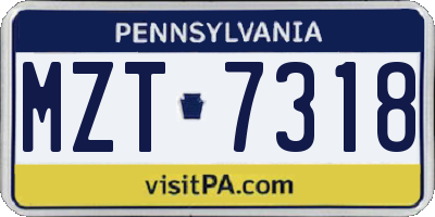 PA license plate MZT7318