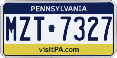 PA license plate MZT7327