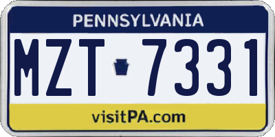PA license plate MZT7331