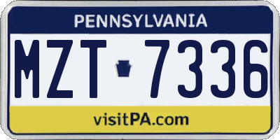 PA license plate MZT7336