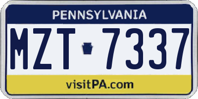 PA license plate MZT7337