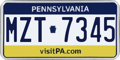 PA license plate MZT7345