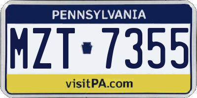 PA license plate MZT7355