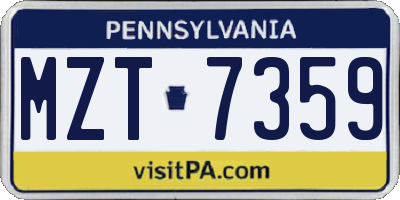 PA license plate MZT7359