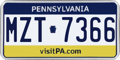 PA license plate MZT7366