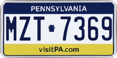 PA license plate MZT7369