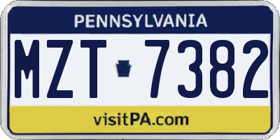 PA license plate MZT7382